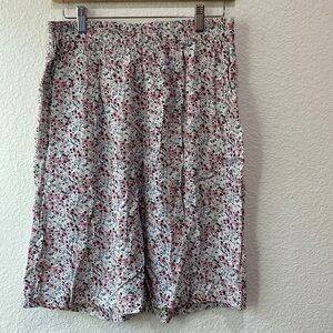 Prés De Chamonix Cottagecore Elastic Waist Floral Printed High Waisted Shorts L